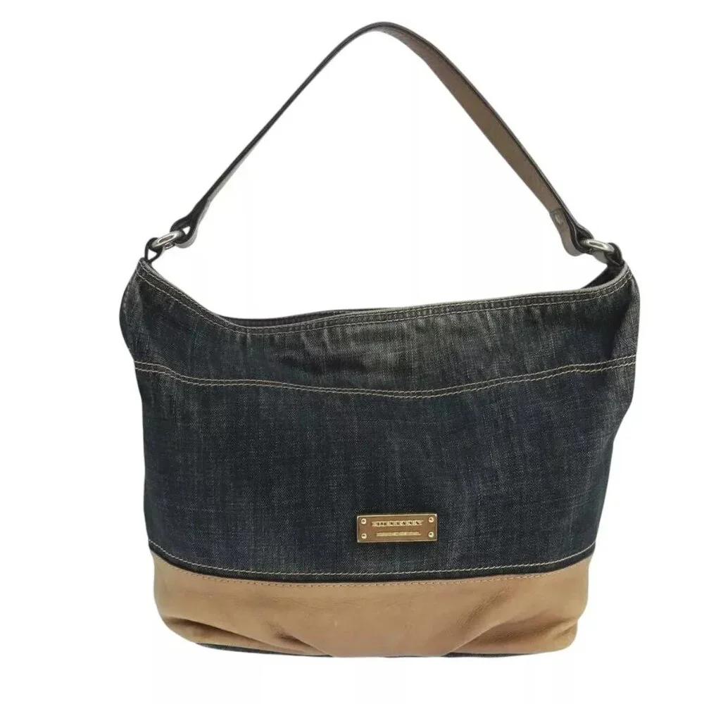 BURBERRY Blue Label Shoulder Bag Denim Black - Picture 2 of 16